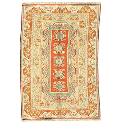 High-Quality Hand-Knotted Rust And Beige Area Rug