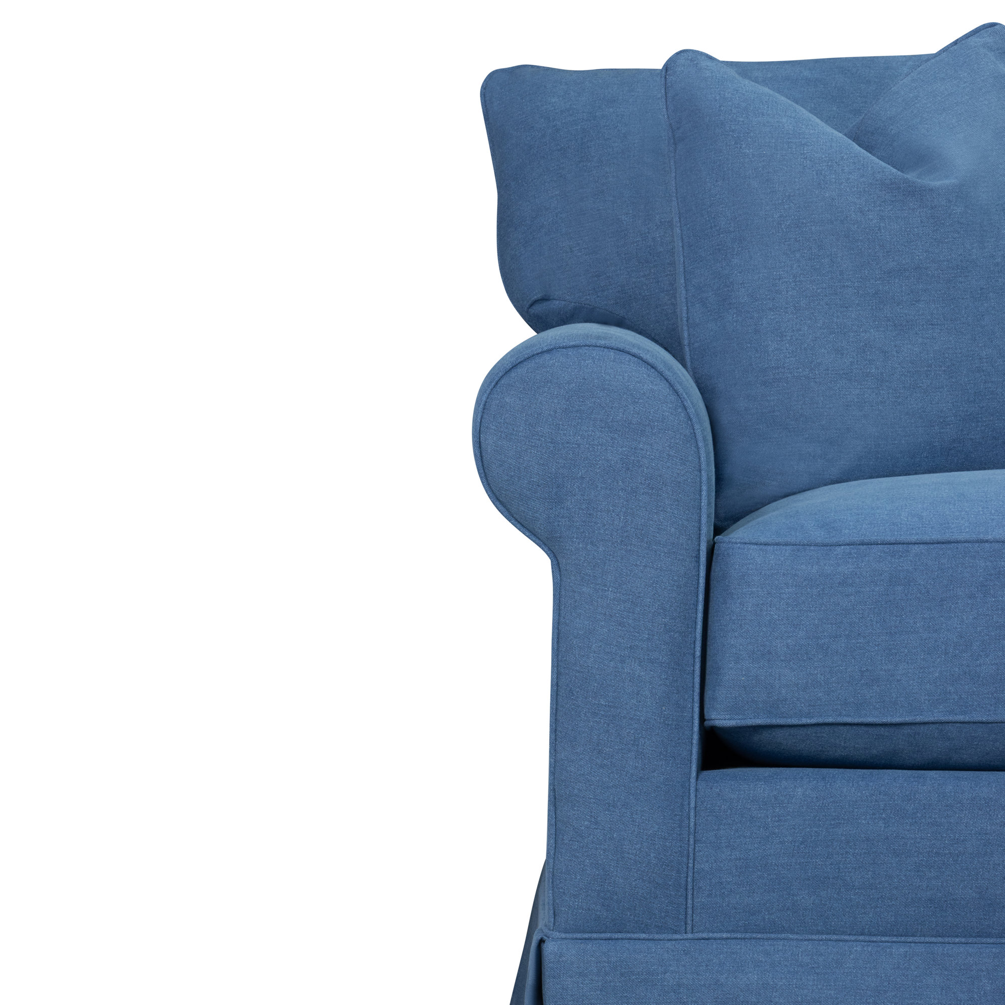 Friedman Upholstered Chaise Sectional, Classic Indigo Denim, Right Hand Facing