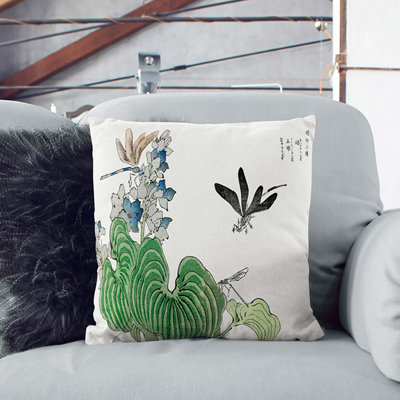 Dragonflies On A Flower Square Throw Cushion