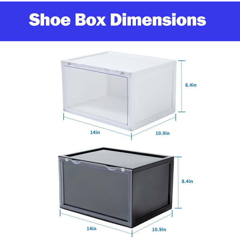 Letusto Shoe Storage Box Organizers 6 Pair Stackable Shoe Storage Box, White