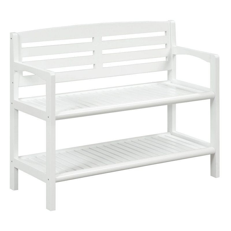 Banc de rangement pour chaussures en bois massif Deliza, Blanc