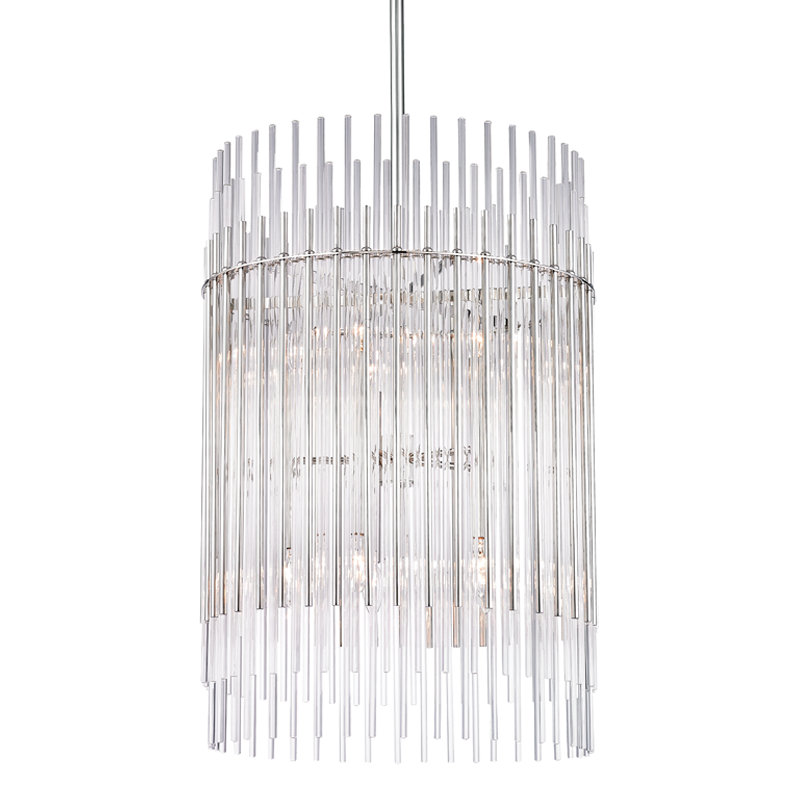 Wallis Single Cylinder Pendant, Polished Nickel, 10