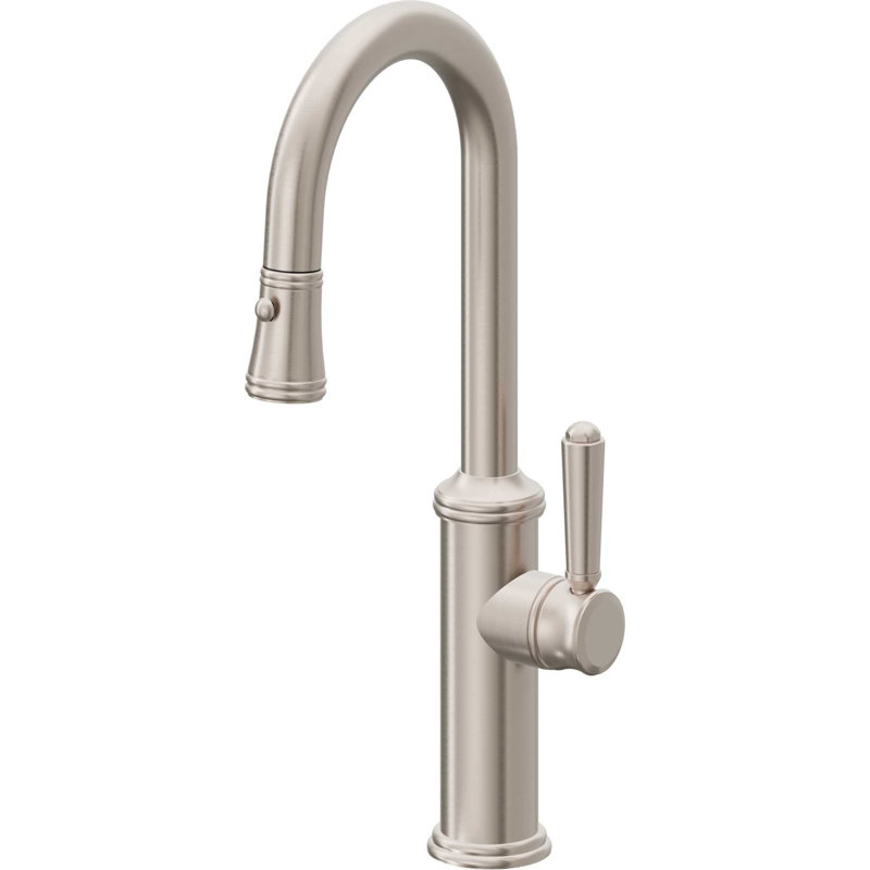 Davoli Pull-Down Prep/Bar Faucet with Button Sprayer, Carbon