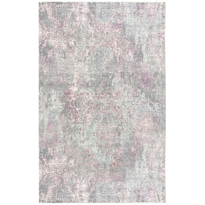 Abstract Area Rug in Gray/Pink