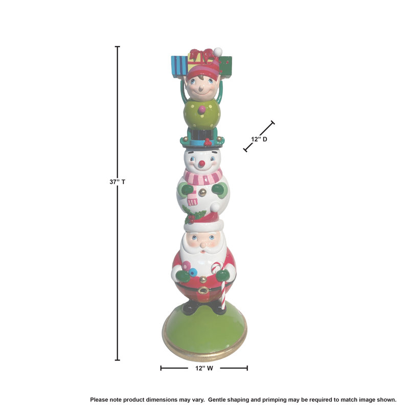 37" Resin Elf Snowman Santa Stacker