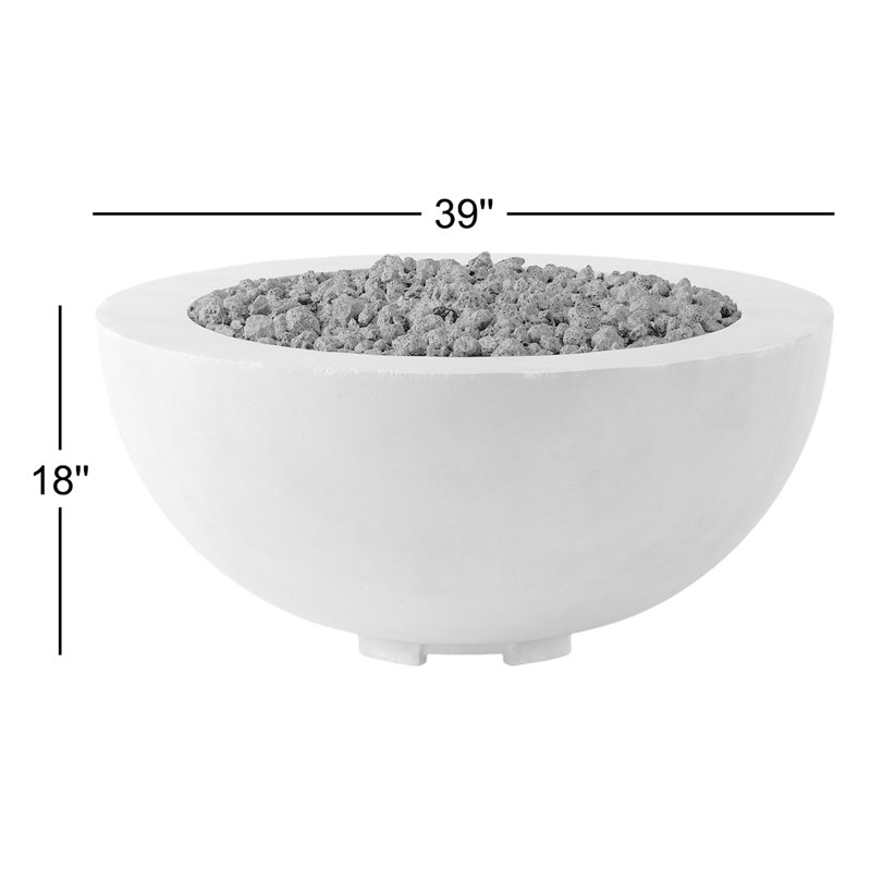 Round Concrete Fire Pit Table, Pewter Concrete, Natural Gas