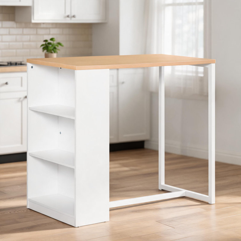 Table de rangement avec tablettes à 3 niveaux, panneau de fibres à densité moyenne blanc éclatant, 45,3 x 21,8 x 39,3, sièges 2