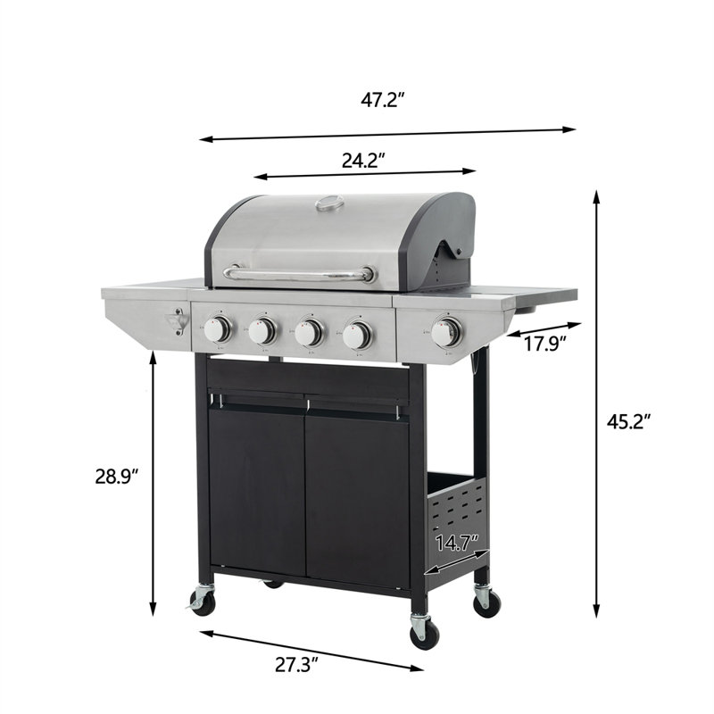Barbecue au gaz propane autoportant à 14 brûleurs avec brûleur latéral GlowSol