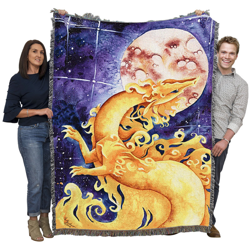 Pure Country Weavers As The Sun Dances Dragon Blanket by Carla Morrow - Gift Fantasy Tapestry Throw Woven from Cotton - Made in The USA (72x54)