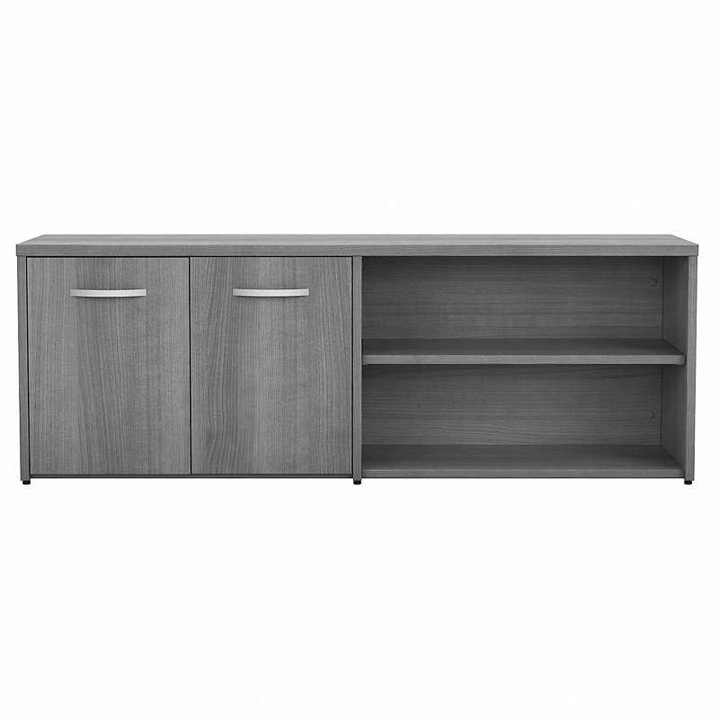 Bush Business Furniture Studio C Low Storage Cabinet with Doors and Shelves, Platinum Grey