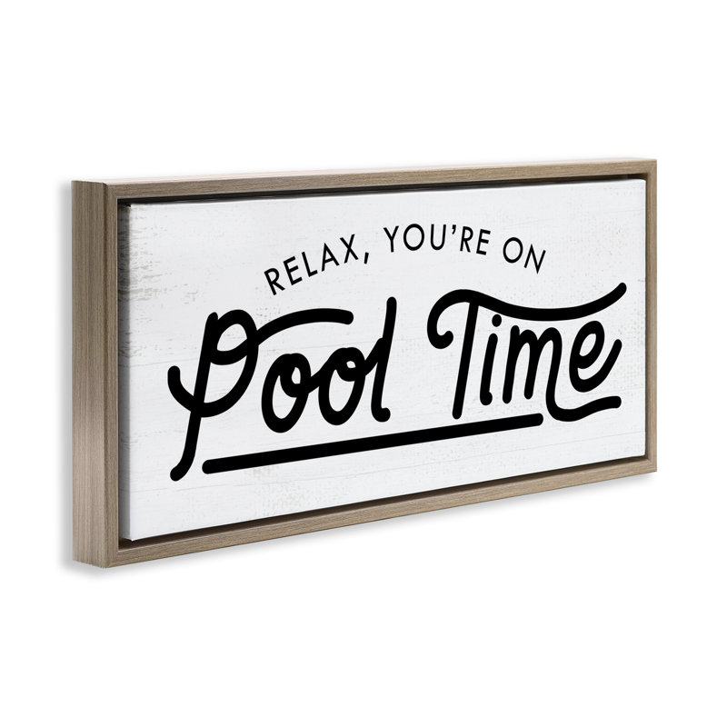 «Pool Time Summer Summer», grain brun, toile encadrée par Daphne Polselli, H 11 po x l 25 po, Cadre flottant orme Montalcino