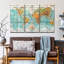 «Globe World Map», ensemble de 3 reproductions sur toile par Tess P-1636513213