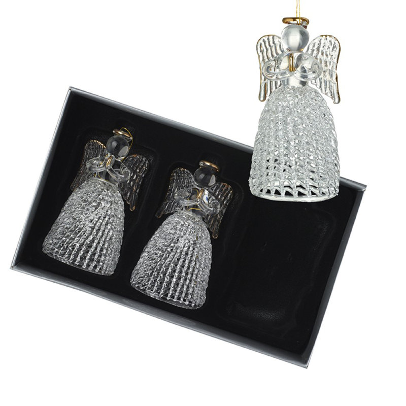 Glass Hanging Figurine Ornament, 18cm H x 11cm W x 6cm D, Clear