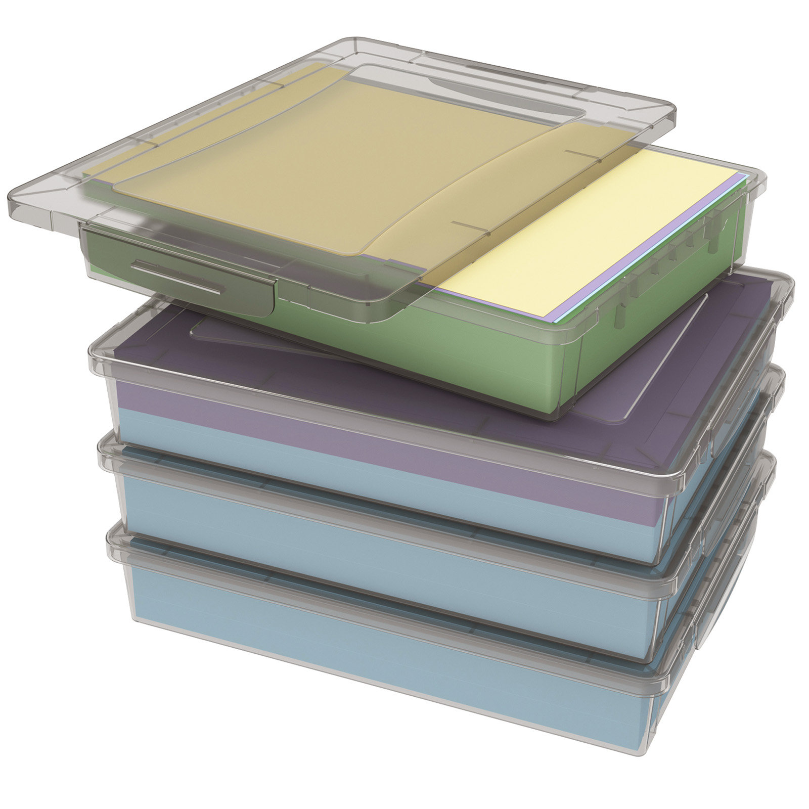 Rebrilliant 4 Pack Plastic Multi-purpose Storage Box With Latching Lids ...