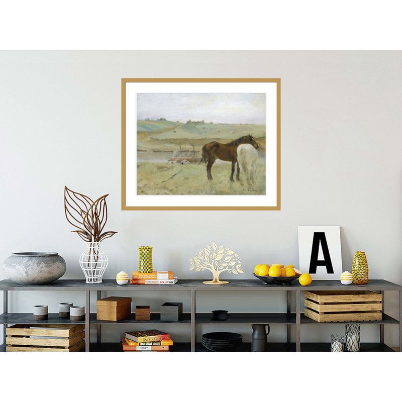 «Horses in a Meadow» par Edgar Degas, impression giclée encadrée, H 33,5 po x l 40,42 po