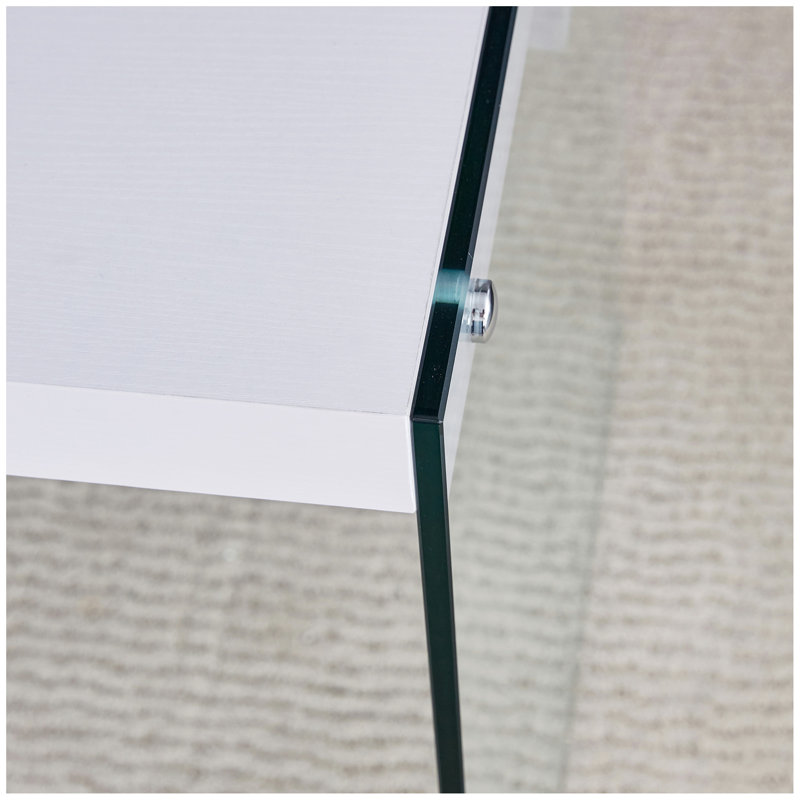 The top of the coffee table is made of MDF and white stickers, and the sides are clear tempered glass, White