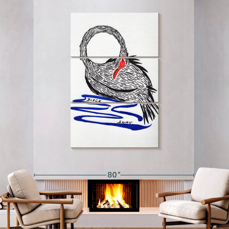 Brampt Wild Black Swan, 74" H x 48" W