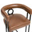 Tabourets de bar en polyuréthane brun avec dossier - Pieds en métal robustes, coussin de siège et ornement courbé élégant, structure ferme, soutien doux