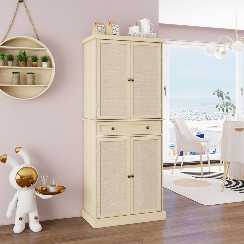 Armoire à 4 portes avec 1 tiroir, 4 tablettes intérieures réglables, armoire de rangement