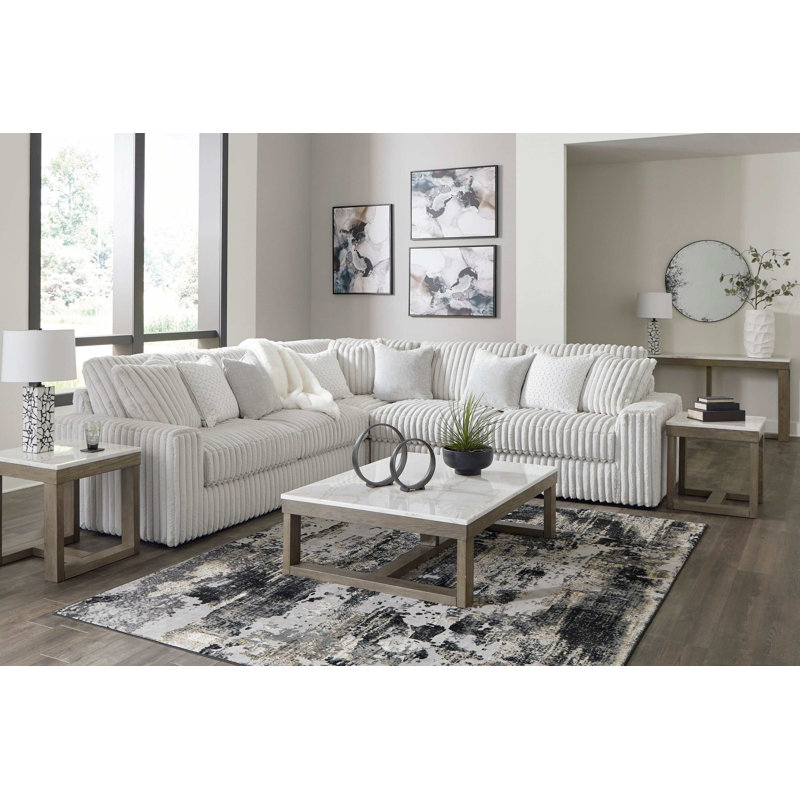 Canapé modulaire symétrique en velours côtelé 3 pièces Stupendous Alloy, H 41 po x l 133 po x P 133 po