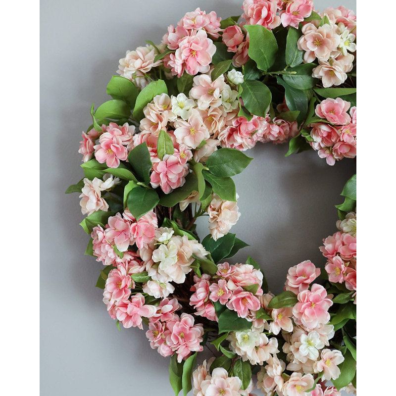 Faux Cherry Blossom Wreath 24"