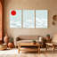 Nautique et plage, vague japonaise et soleil rouge, ensemble de 3 impressions sur toile-390727078