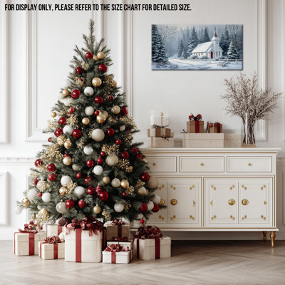 «Winter Church Wall Art - Snowy Church», décoration murale, paysage d'hiver rétro, art mural pour salon, scène de neige en hiver