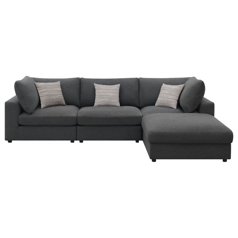 Canapé modulaire avec repose-pieds 4 pièces Rhette, Gris anthracite