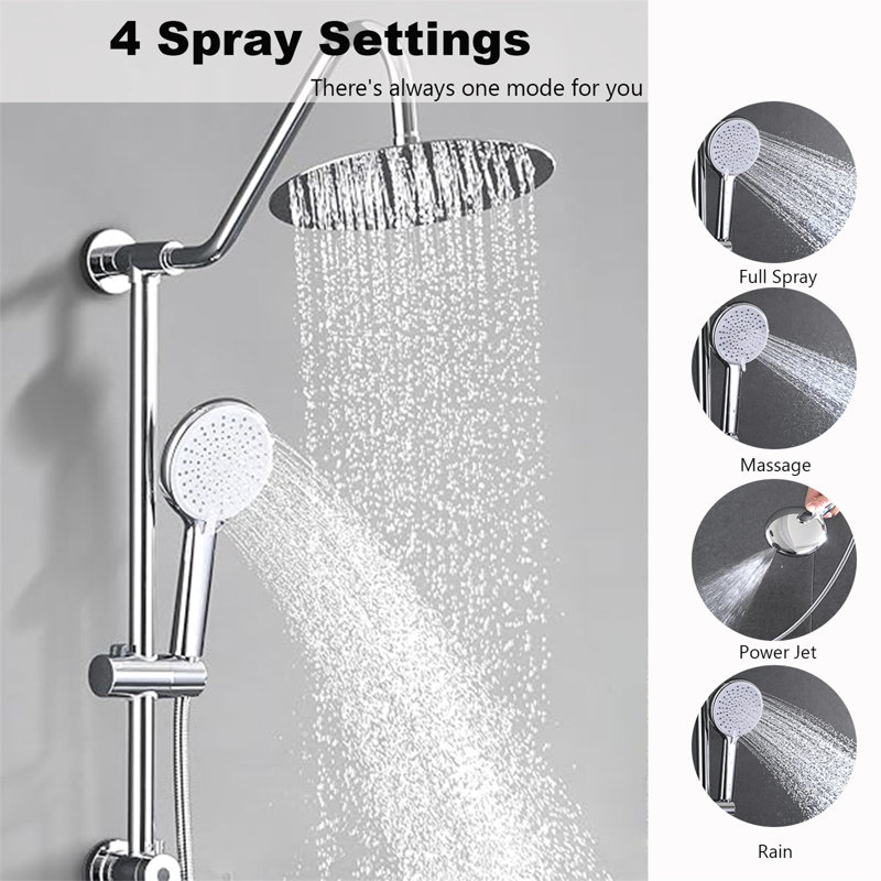 Pomme de douche double combinée - Système de douche à pluie 2 en 1, Chrome chrome