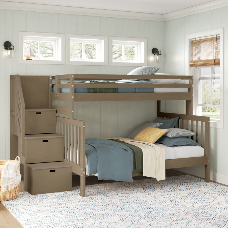 Haussman Kids Twin Over Full Bunk Bed with Drawers, Slate