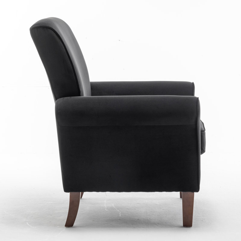 Kentin Velvet Armchair, Black 100% Polyester