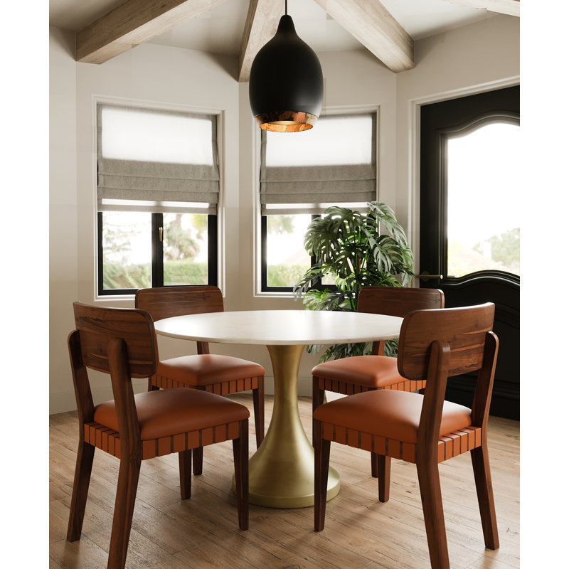 Caramia Round Marble Top Metal Base Dining Table