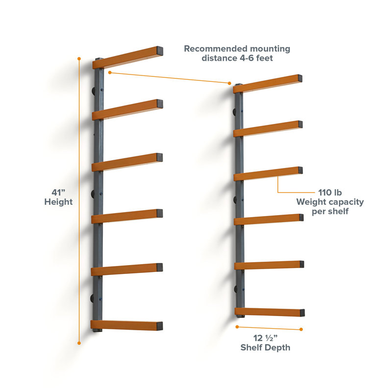 Support de rangement en bois et en bois avec support mural à 6 niveaux pour l'intérieur et l'extérieur