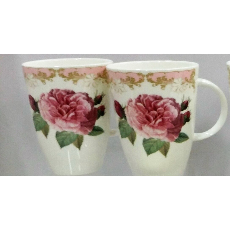 Grande tasse Kirkham Louise-roses rétro-ensemble de 2, couleur rose