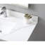 Élégant plateau de meuble-lavabo en pierre frittée 43 x 22 avec lavabo en céramique et dosseret complémentaire doré
