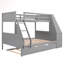 Lit superposé simple au-dessus de 3 tiroirs avec bureau intégré avec lit gigogne et tablettes Erlis-231181398