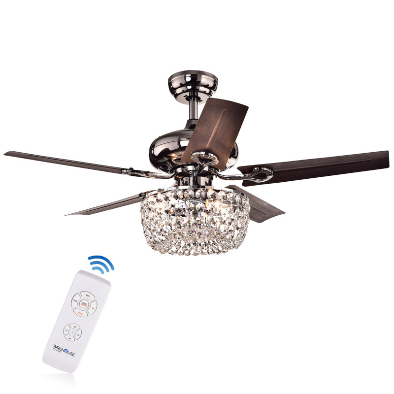 Ventilateur de plafond en cristal à 5 pales de 43 po avec ensemble d'éclairage Aslan, Télécommandes
