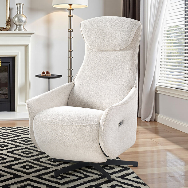 Power Zero Gravity Recliner Chair for Adults, Chenille Electric Recining Chairs, White