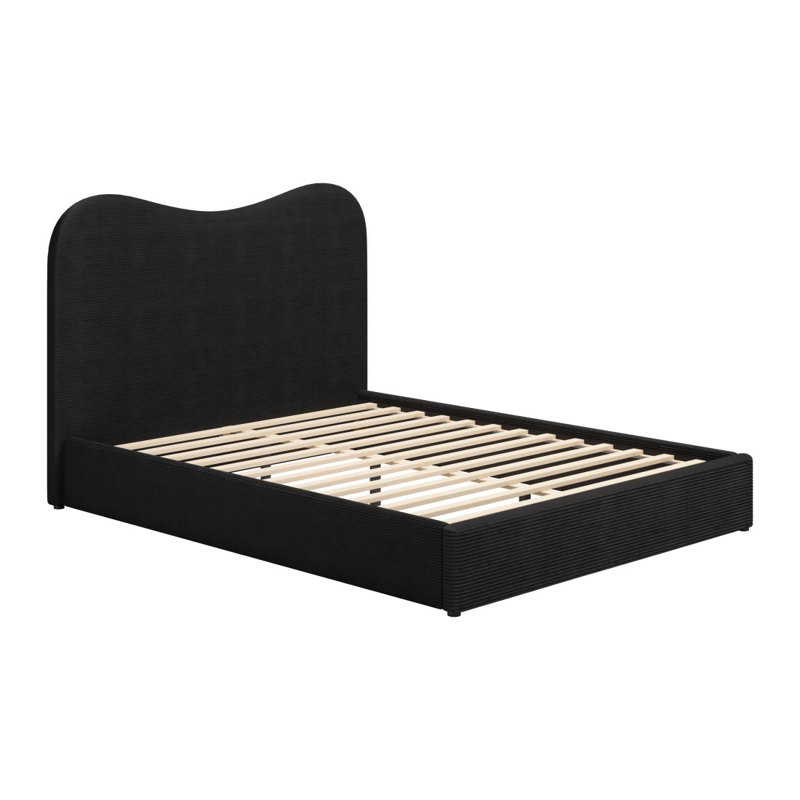 Structure de lit tapissier en velours noir