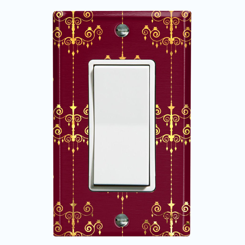 Plaque murale avec interrupteur à bascule Damask Yellow