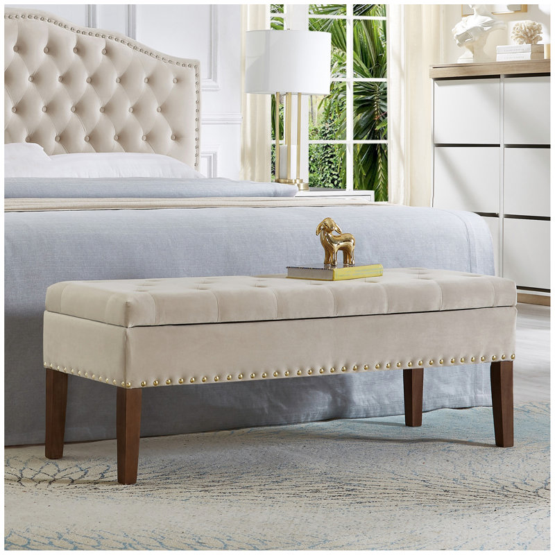 Banc capitonné avec rangement, Taupe