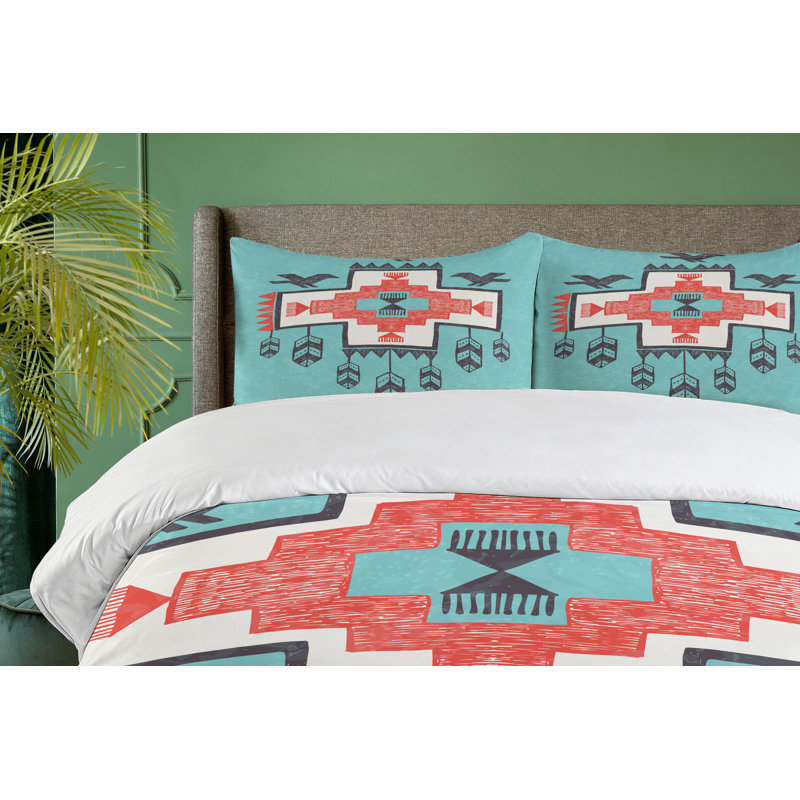 Native American Eclectic Geometric Shapes Duvet Cover, King Duvet Cover