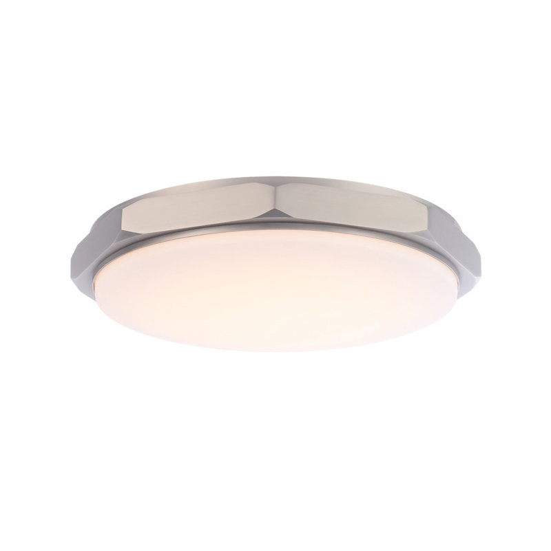 Octagonal Brushed Nickel LED Flush Mount with Opal Glass