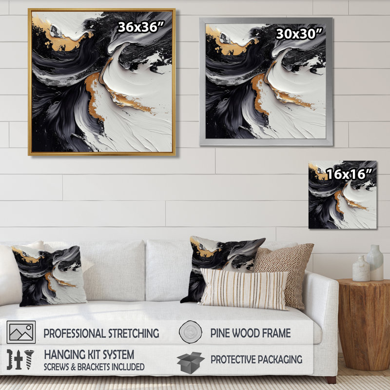 «Abstract Perspectives of the Dark and the Light I», art abstrait sur toile transitionnel moderne, Noir, noir, noir, noir