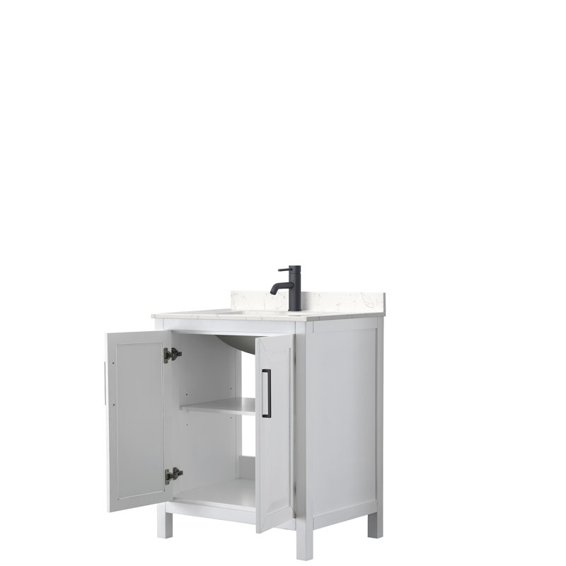 Daria 30'' W Single Vanity, White, White Cultured Marble, Matte Black