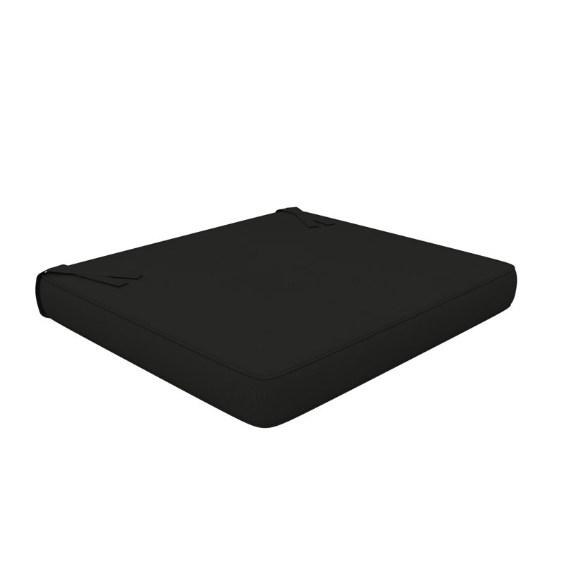 Sunbrella Indoor/Outdoor Dining Chair Cushion, Sunbrella® Canvas Black, 21" W x 19" D