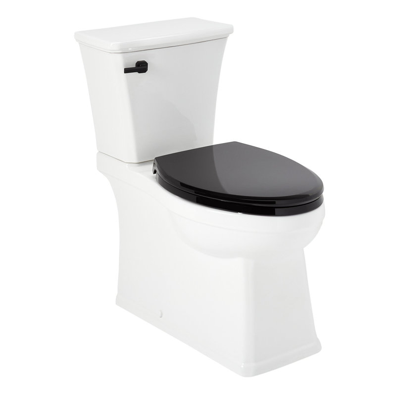 Benbrook 1.28 GPF Two Piece Skirted Elongated Toilet, Black/Matte Black