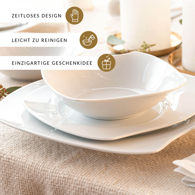 Amolika 18 Piece Porcelain China Dinnerware Set, Service for 6
