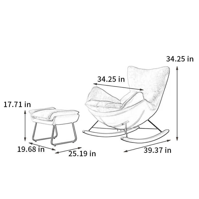 Chaise berçante de luxe Home Light, Blanc cassé