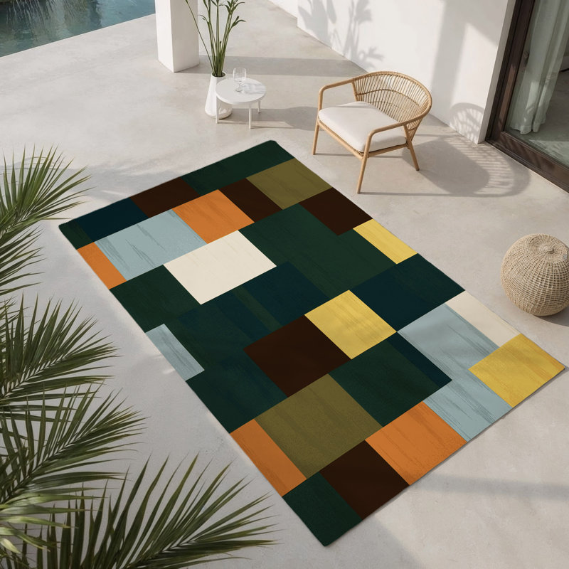 Cubist Canyon Indoor And Outdoor Area Rug, Rectangle 3' x 5'